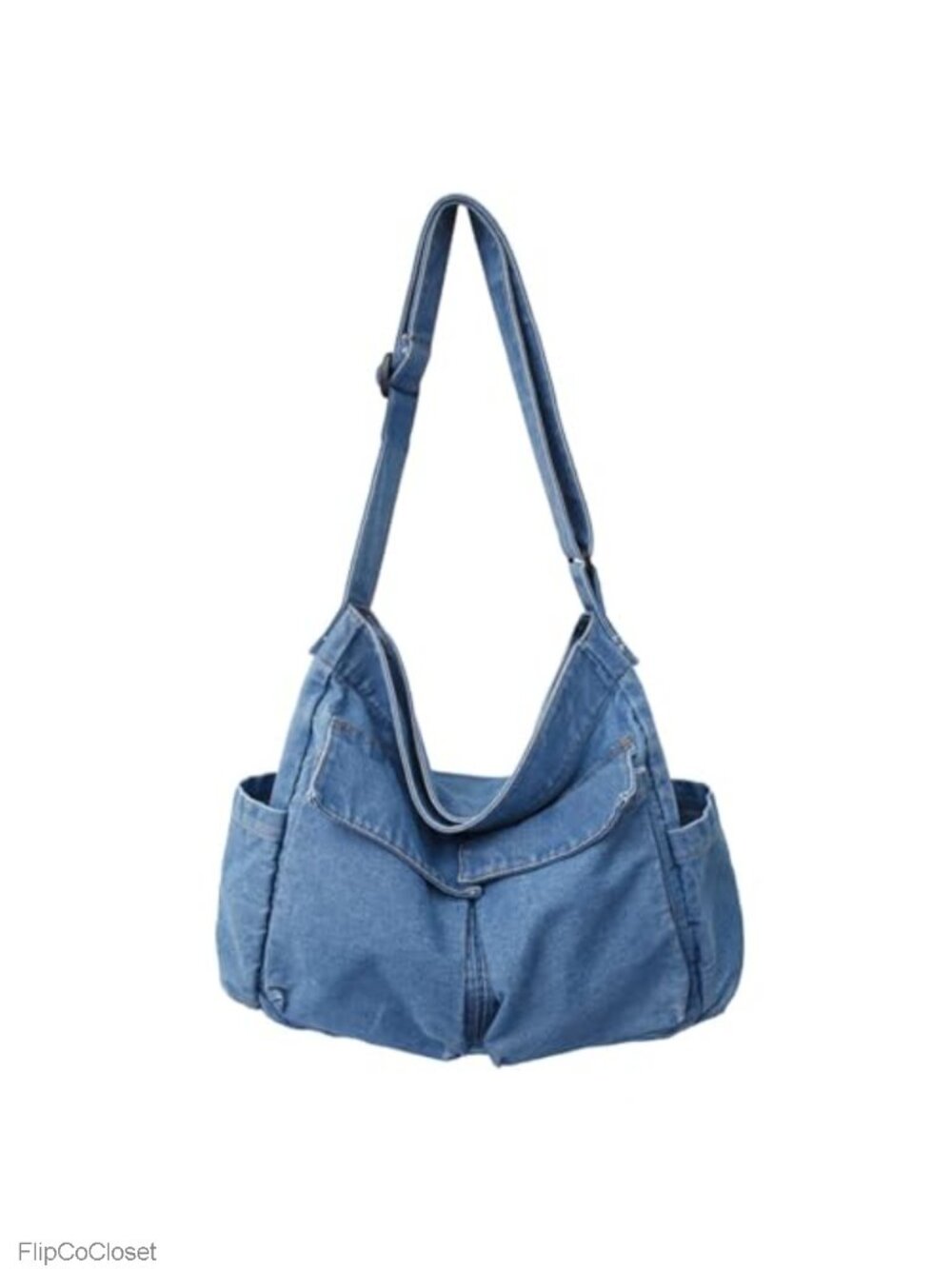 Denim Canvas Messenger Shoulder Bag Adjustable Strap Hobo Tote